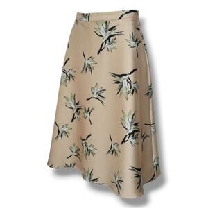 Forever 21 Contemporary Women’s yellow Tropical Floral A-Line Midi Skirt Small